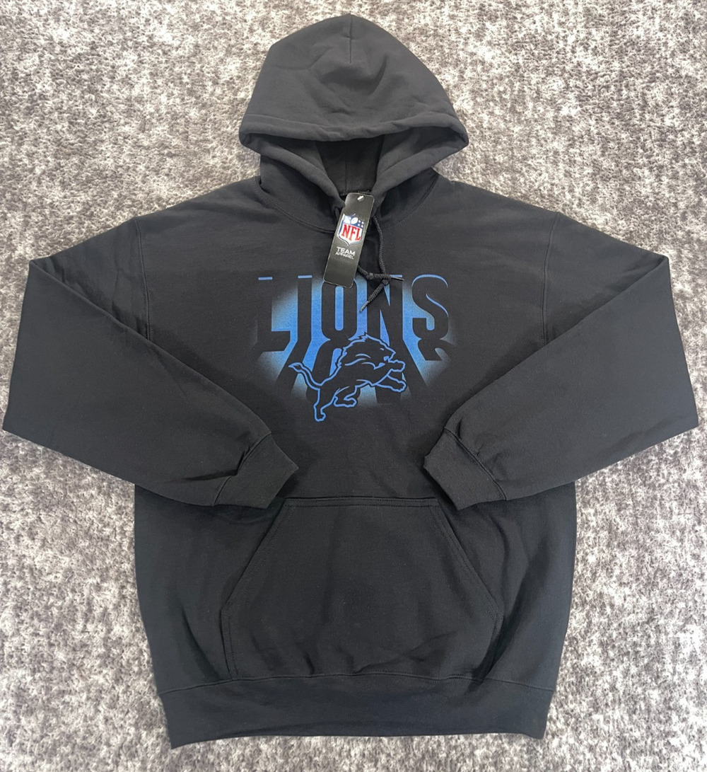 NEW NFL Team Apparel Detroit Lions Hoodie Sweatshirt Black Mens Size M NFL.Com